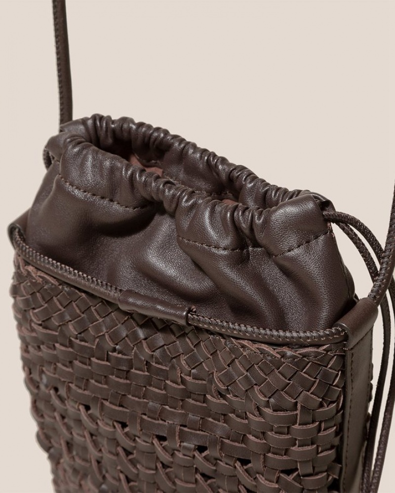 Men's Hereu Palau Hand-braided Mini Bucket Bag Dark Brown | Canada-14WEXLOCG