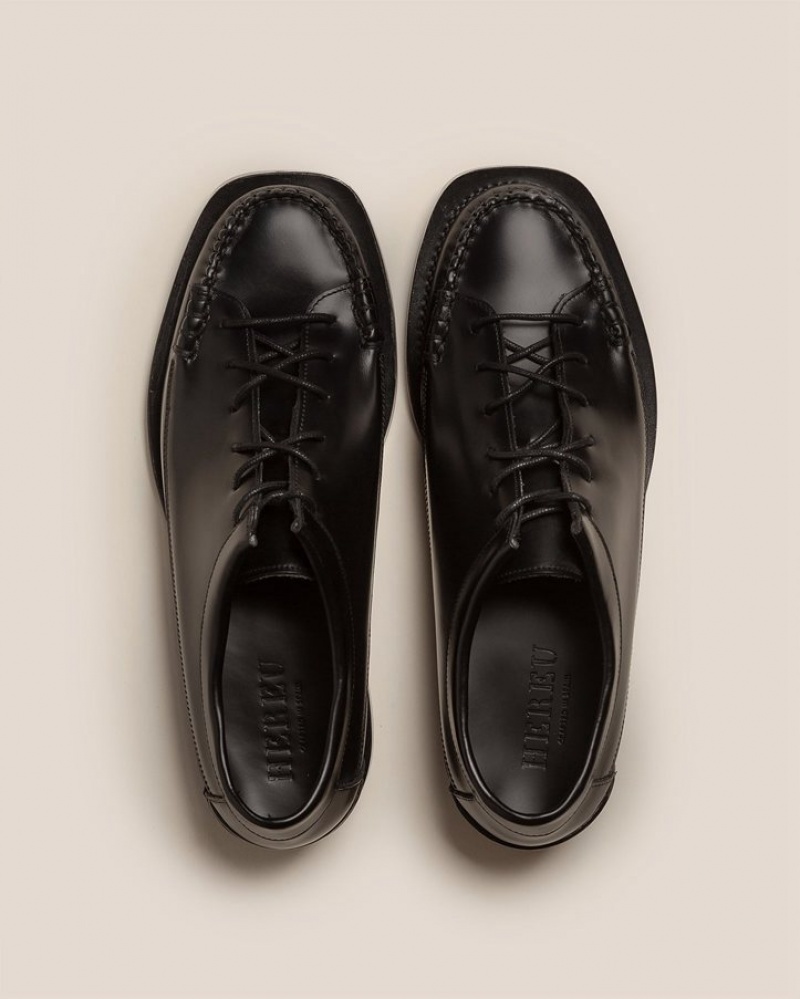 Men's Hereu Priego Squared Lace Up Loafers Black | Canada-31PICHXLR