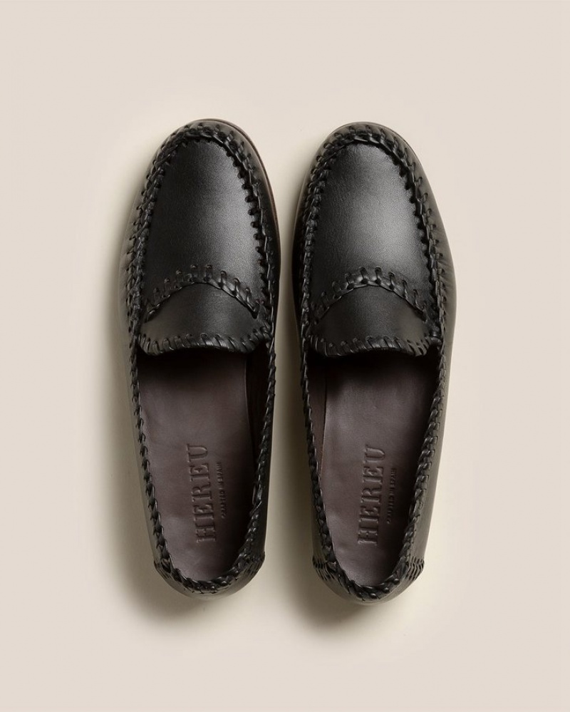 Men's Hereu Sastre Braided Seams Pull-on Loafers Black | Canada-10BJVZOLD