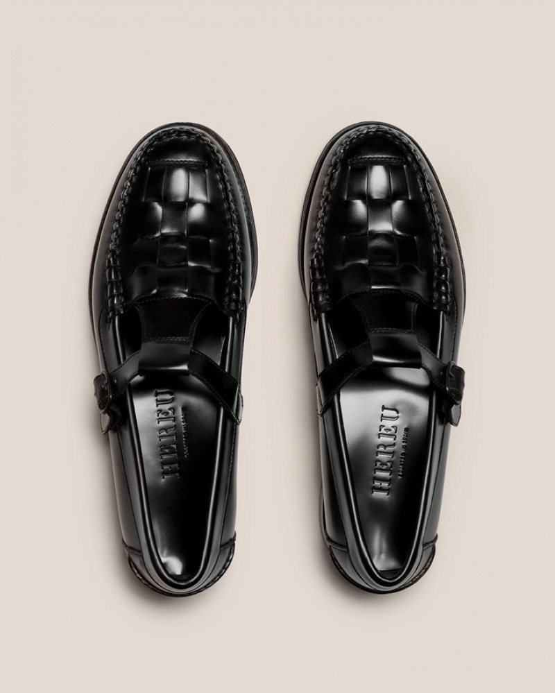 Men's Hereu Soller T-bar Loafers Black | Canada-63GFWAJMZ