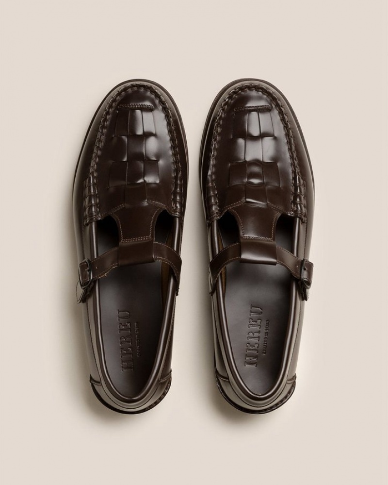 Men's Hereu Soller T-bar Loafers Dark Brown | Canada-13EWTCNVQ