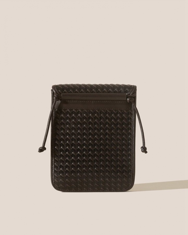 Men's Hereu Terra Woven Square-flat Crossbody Bag Black / Dark Brown | Canada-59CDSVREF