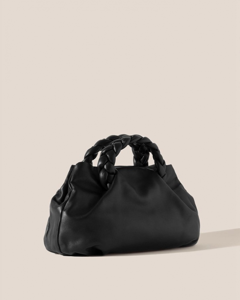 Women's Hereu Bombon L Plaited-handle Leather Tote Bag Black | Canada-69KJOFRHB