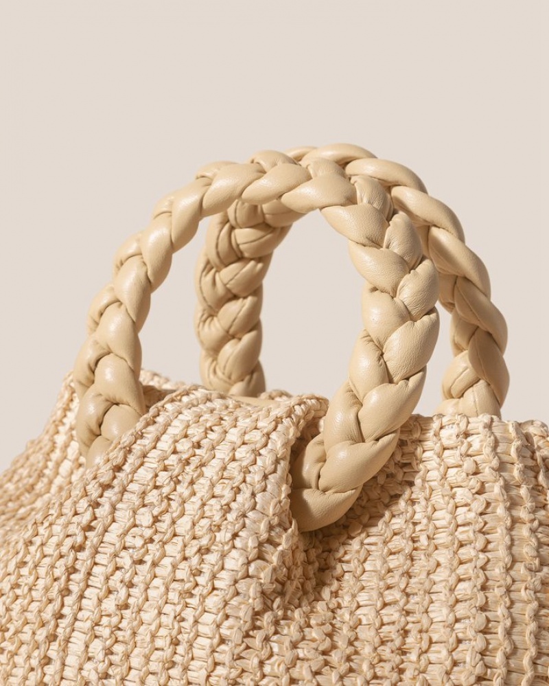 Women's Hereu Bombon M Raffia Plaited-handle Raffia Crossbody Bag Beige | Canada-13YFAXWGK