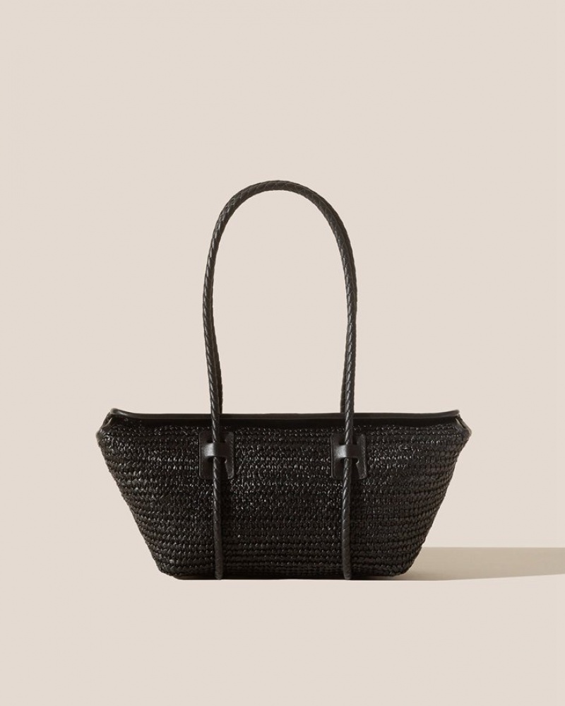 Women's Hereu Forna Raffia Leather Framed Shoulder Bag Black | Canada-37XOIFUPC