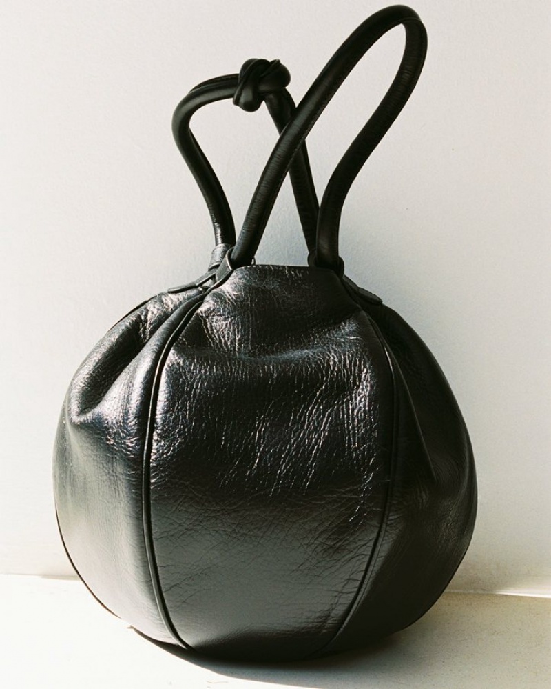 Women's Hereu Globul Distressed Balloon-shaped Shoulder Bag Black | Canada-57UTIPXGQ