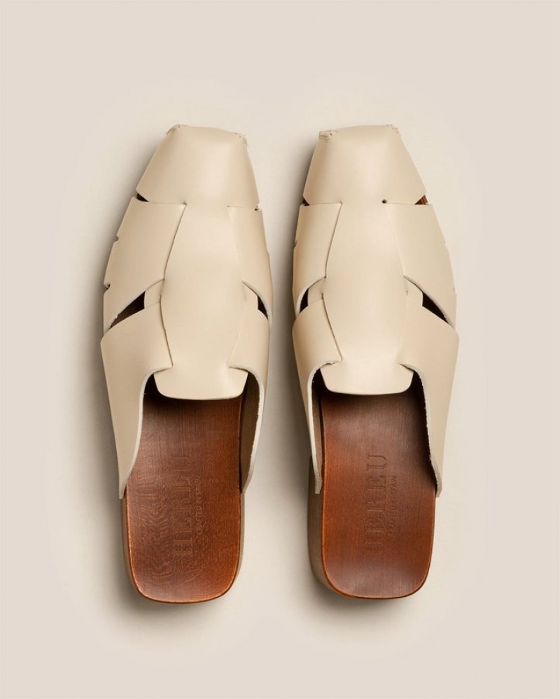 Women's Hereu Licia Square Toe-fisherman Mules Beige | Canada-19BCZGMQP