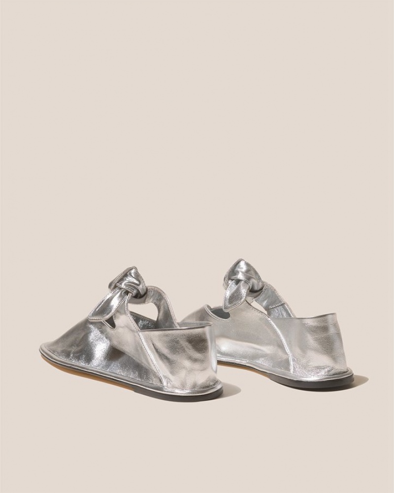 Women's Hereu Llasada Front-knot Flats Silver | Canada-46UINQKPD