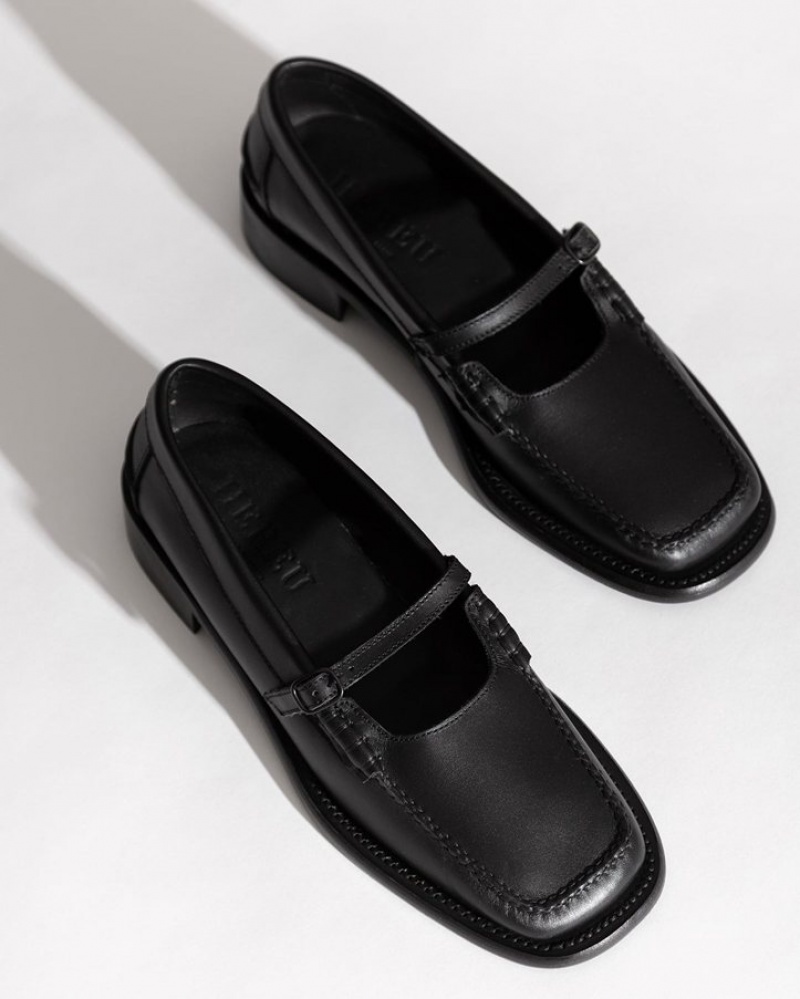 Women's Hereu Merce Square-toe T-bar Loafers Black | Canada-75TXHSUFO