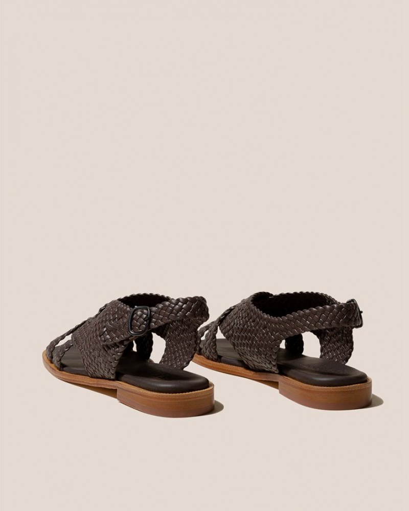 Women's Hereu Penyo Crossover Woven Sandals Dark Brown | Canada-91DECZXLR