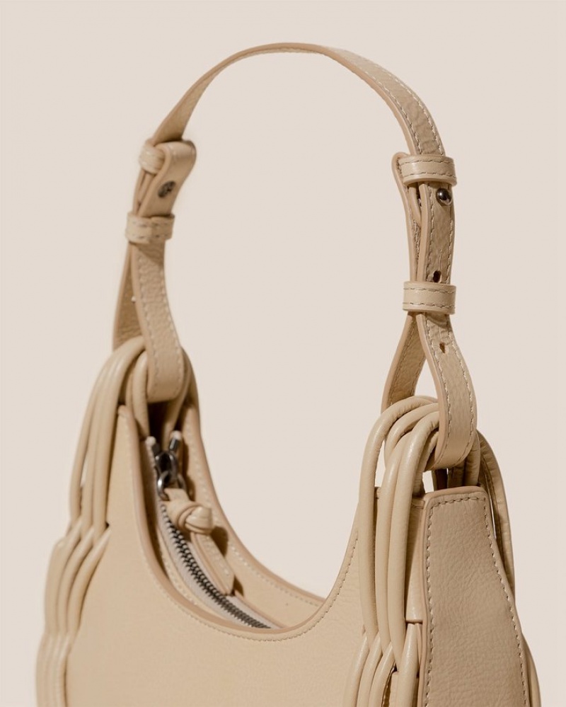 Women's Hereu Pinar Shoulder Braided Detail Shoulder Bag Beige | Canada-56PGDTJSL