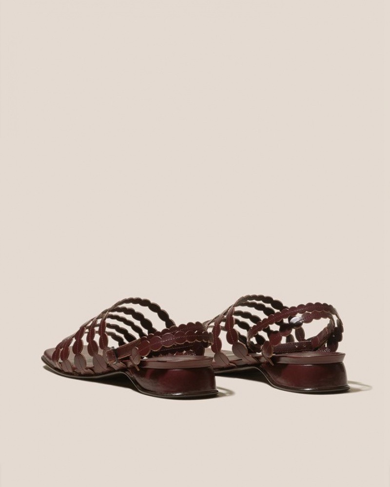 Women's Hereu Savina Circle Detail Strappy Sandals Chocolate | Canada-18BSTQMCW