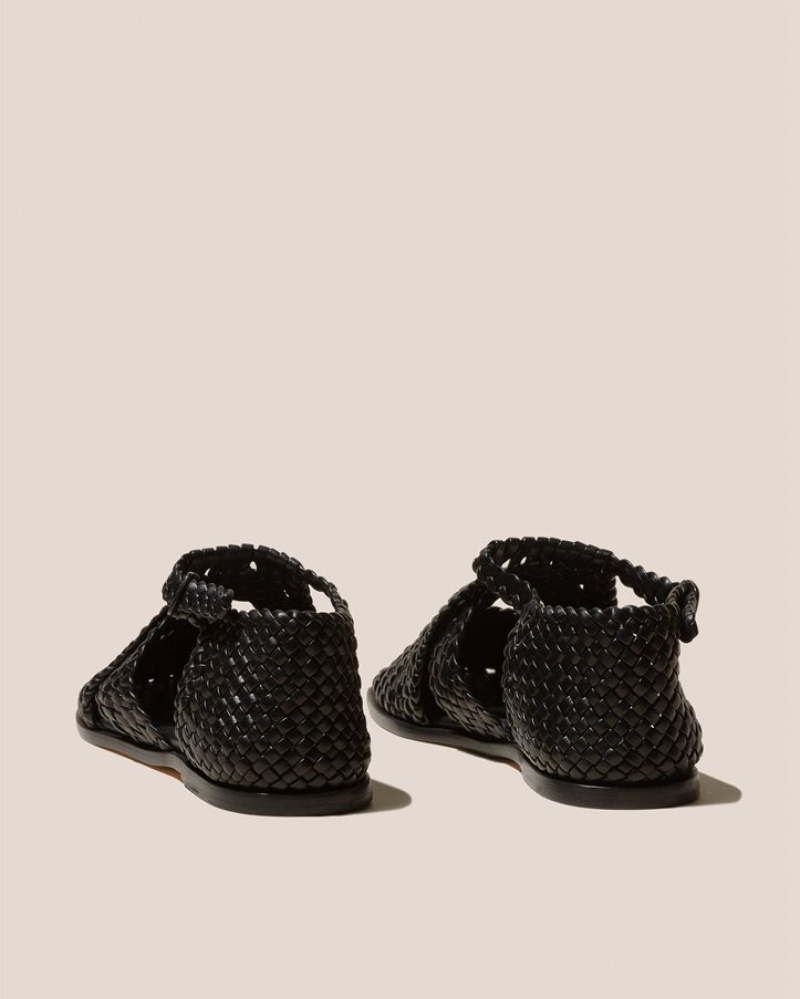 Women's Hereu Serra Woven T-bar Sandals Black | Canada-08LTHJCRS