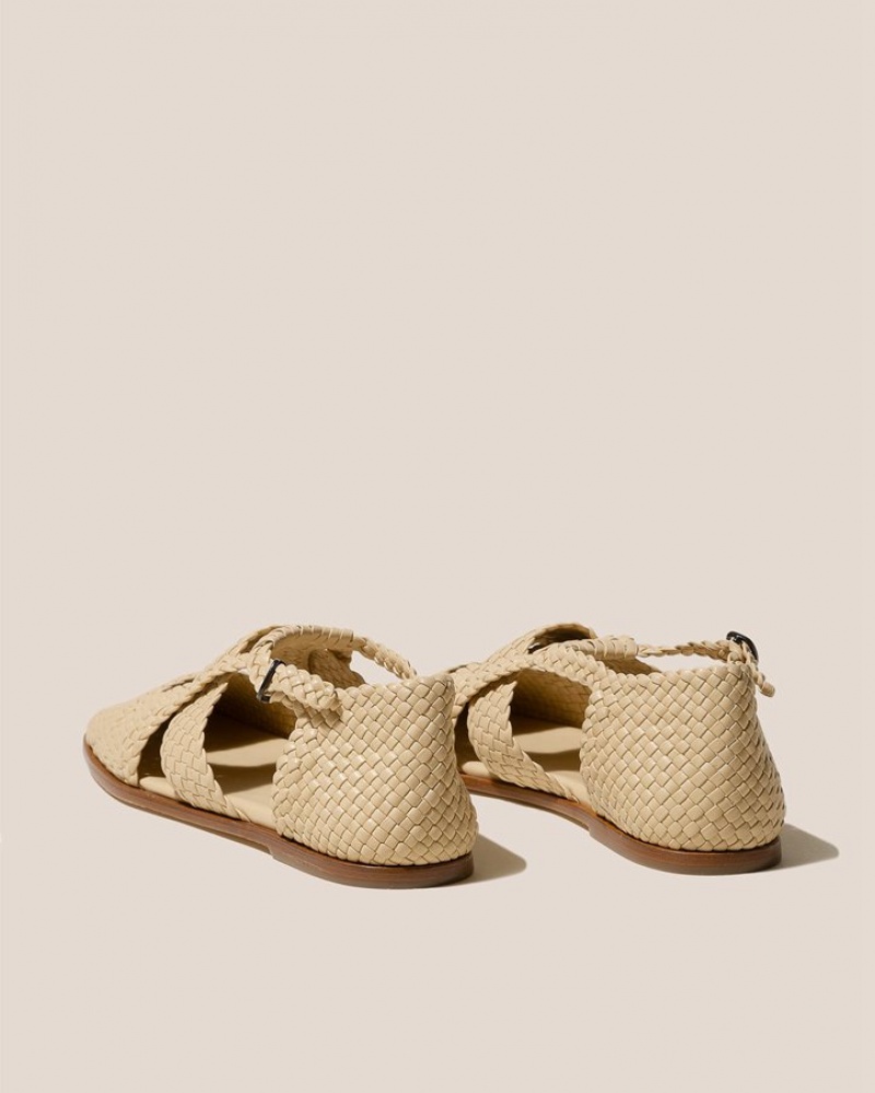 Women's Hereu Serra Woven T-bar Sandals Cream | Canada-76EFAPWQJ