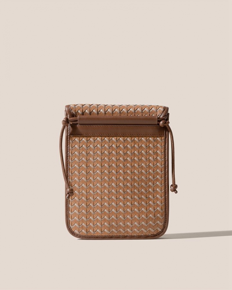 Women's Hereu Terra Woven Square-flat Crossbody Bag Brown / Beige | Canada-17BSNULDI